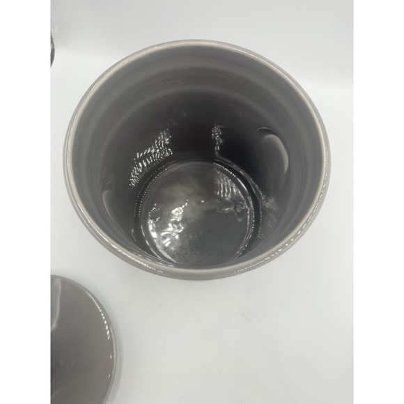 Large Ceramic Storage Canister Jar Gray with Lid Kitchen Countertop Decor - Picture 9 of 13